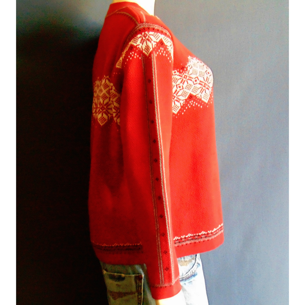 Hanna Anderson Red Combed Cotton Noridic Sweater M - Picture 3 of 6